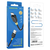 Кабель BOROFONE BX59 Lightning, 1,0м, 2,4А, черный/золотой