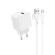 Адаптер BOROFONE BAS11A USB, 2.1A, 10,5W, с кабелем Type-C, белый