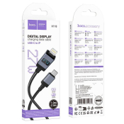 Кабель HOCO X118 Type-C - Lightning, 1,0м, PD27W, 3,0A, дисплей, нейлон, чёрный