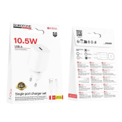 Адаптер BOROFONE BA101A USB, 2,1A, 10W, с кабелем MicroUSB, белый