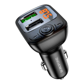 Автомобильный FM-модулятор Borofone BC41, Bluetooth, 2 USB, MicroSD, QC3.0, дисплей, чёрный