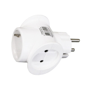 Тройник сетевой TOKER универсальный, M-F, 16A, Т-образный, 1 роз. с заземлением, белый