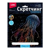 Гр-847 Гравюра Морские обитатели "Светящаяся медуза" 18х24см
