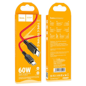 Кабель HOCO X95 Type-C - Type-C, 1,0м, PD60W, 3,0A, текстильный, красный