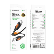 Кабель BOROFONE BX114 Type-C, 3,0A, силикон, 1,0м, чёрный