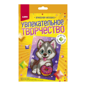 АМК-019 Алмазная мозаика Lori детская 15х20 "Хаски с пончиком" (неполное заполнение)