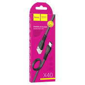 Кабель HOCO X40 Type-C, 3,0A, 1,0м, плоский, чёрный