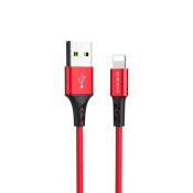 Кабель BOROFONE BX20 Lightning, 1,0м, тканевый, красный