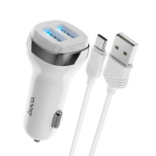 АЗУ HOCO Z40 2 USB, 2,4A, с кабелем Type-C, с подсветкой, белый