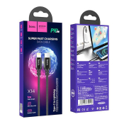 Кабель HOCO X14 Type-C - Lightning, 1,0м, 3.0А, PD20W, текстильный, чёрный