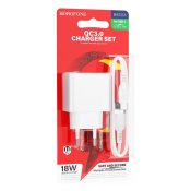 Адаптер BOROFONE BAS12A USB, 3,0A, 18W, с кабелем Type-C, QC3.0, белый
