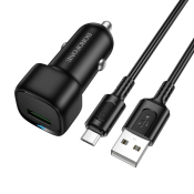 АЗУ BOROFONE BZ34 1 USB, 3,0A, QC3.0, 18W, с кабелем MicroUSB, чёрный