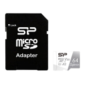 Карта памяти Silicon Power 64GB MicroSD + адаптер, Class 10 (UHS-3) Superior, 100MB/s