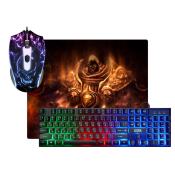 Клавиатура+мышь+коврик DEFENDER Aura MKP-117, USB, игровая, с подсветкой, мультимедийная, черная