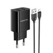 Адаптер BOROFONE BA53A 2 USB, 2,1A, с кабелем Lightning, черный