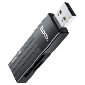 КартРидер Hoco HB20, USB 2.0, для SD/MicroSD, чёрный