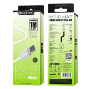Кабель BOROFONE BX14 MicroUSB, 1,0м, белый