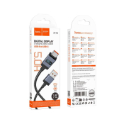 Кабель HOCO X118 Type-C, 1,0м, 5,0A, дисплей, нейлон, чёрный