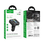 Автомобильный FM-модулятор HOCO E89, Bluetooth, USB, Type-C, 2 USB, PD30W, QC 3.0, дисплей, чёрный