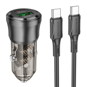 АЗУ BOROFONE BZ25 1 USB + Type-C, 3,0A, с кабелем Type-C-Type-C, QC3.0, 18W + PD20W, чёрный