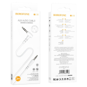 Кабель AUX BOROFONE BL10 Jack3,5 - Jack3,5, M-M, 2-х контактный, L-коннектор, 2,0м, белый