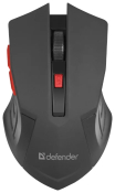 Мышь DEFENDER Accura MM-275, беспроводная, USB, 1600dpi, 6 кнопок, чёрно-красная