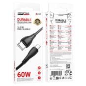 Кабель BOROFONE BX121 Type-C - Type-C, PD60W, 3,0A, 1,0м, чёрный