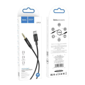 Кабель AUX HOCO UPA19 Jack3,5 - Type-C, M-M, 2х контактный, в оплетке, 1,0м, черный
