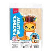 Фнр-042 Роспись по дереву. Карандашница "Рыжий пушистик"