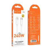 Кабель HOCO X115 Type-C - Type-C, 1,0м, PD240W, 5,0A, нейлон, с индикатором, белый