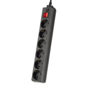 Сетевой фильтр PERFEO Power+ 6 розеток, 10A, 3,0м, чёрный