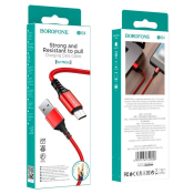 Кабель BOROFONE BX54 MicroUSB, 1,0м, тканевый, красный
