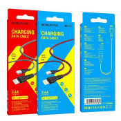 Кабель BOROFONE BX39 Lightning, 1,0м, оплётка, чёрно-красный