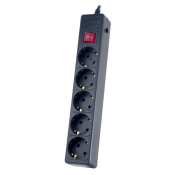 Сетевой фильтр PERFEO Power+ 5 розеток, 10A, 3,0м, чёрный