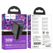 Адаптер HOCO CS22A Type-C 3,0A, PD30W, QC3.0, черный Адаптер HOCO CS22A Type-C 3,0A, PD30W, QC3.0, черный