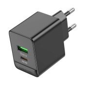 Адаптер BOROFONE BAS14A USB + Type-C, 3,0A, 18W, QC 3.0, PD20W, чёрный
