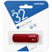 Флеш-карта SMARTBUY 32GB Clue, USB 2.0, бордовый
