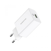 Адаптер BOROFONE BA21A USB, 3,0A, 18W, QC3.0, белый