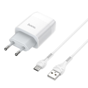 Адаптер HOCO  C72A USB, 2,1A, 10,5W, с кабелем Type-C, белый
