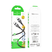 Кабель HOCO X109 Type-C - Type-C, 3,0м, PD60W, 3,0A, силикон, чёрный