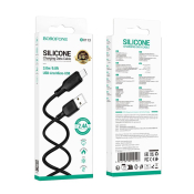 Кабель BOROFONE BX113 MicroUSB, 2,4A, силикон, 3,0м, чёрный
