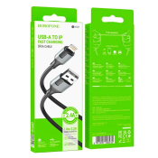 Кабель BOROFONE BX101 Lightning, 2,4A, в оплетке, 1,0м, черный