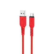 Кабель HOCO X59 MicroUSB, 2,0м, текстильный, красный
