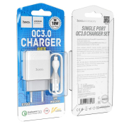 Адаптер HOCO  C72Q USB, 3,0A, 18W, с кабелем MicroUSB, QC3.0, белый