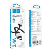Кабель HOCO X110 MicroUSB, 2,4A, 1,0м, нейлон, черный