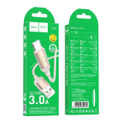 Кабель HOCO X117 Type-C, 1,0м, 3,0A, нейлон, с индикатором, золото