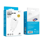 Адаптер BOROFONE BA37A 2 USB, 2,4A, 12W, белый