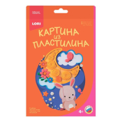 ПзПл-010 Картина из пластилина "Зайка на луне"