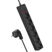 Сетевой фильтр КОСМОС 6 розеток, 16A, 1,8м, черный