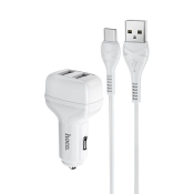 АЗУ HOCO Z36 2 USB, 2,4A, с кабелем Type-C, белый